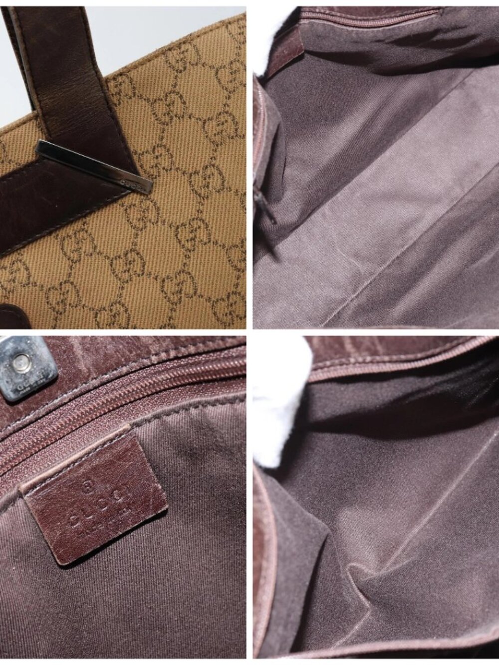 GUCCI GG Canvas Tote Bag Beige Silver 73983 Auth ka3180 - Picture 16 of 16